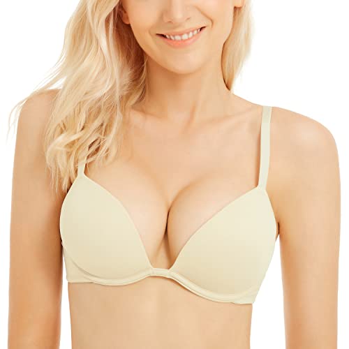 Wingslove Women39s Push Up Bra Deep V Plunge Underwire TShirt Bra Multiway 2 Cups Up