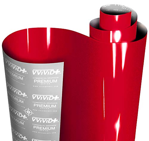 VViViD Ultra Gloss Candy Red Vinyl Car Wrap Premium Paint Replacement Film Roll with Nano Air Release Technology Stretchable Protective Cap Liner Self Adhesive Indoor Outdoor 1ft x 54