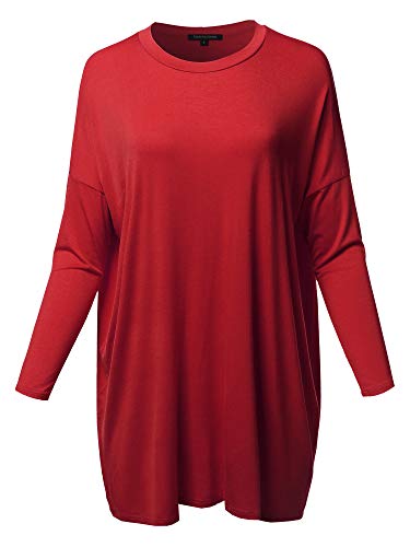 Women39s Casual Loose Fit Dolman Sleeve Tunic Dress Top