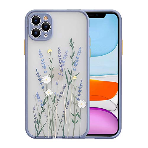 Ownest Compatible with iPhone 11 Pro Case for Clear Frosted PC Back 3D Floral Girls Woman and Soft TPU Bumper Protective Silicone Slim Shockproof Flower Case for iPhone 11 ProNavy Blue