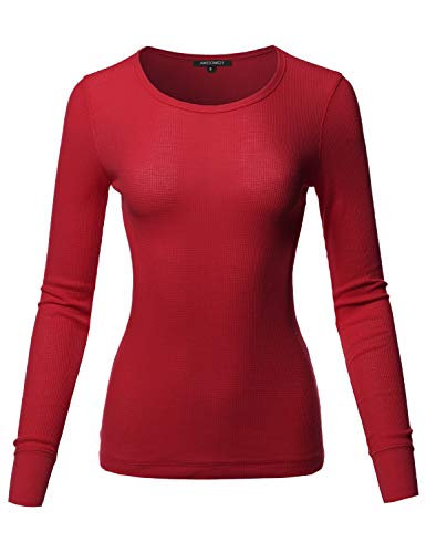 Made by Emma Women39s Casual Solid Basic Crew Neck Long Sleeves Thermal Top