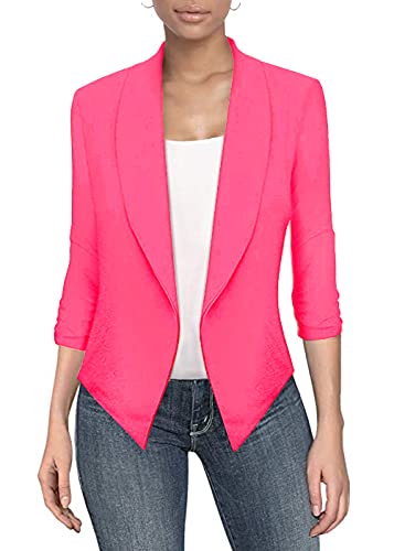 Hybrid Women39s Casual Work Office Blazer Jacket Open Front Cardigan Shawl Lapel with Removable Shoulder Pads Made in USA