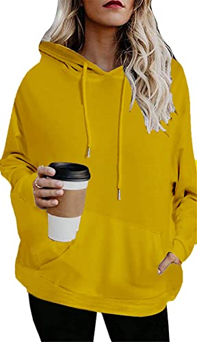 Women39s Casual Fall Hoodies Long Sleeve Lightweight Pullover Tops Loose Sweatshirt For Woman with Pocket