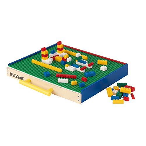 The dimensions of the KidKraft On the Go Building Block Toy Set with 100 Pieces with Storage are 123 by 111 and the depth is 21 inches