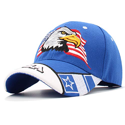 AnnaKaci USA American Flag Patriotic Eagle Hawk Embossed 3D Adjustable Velcro Baseball Caps Hats