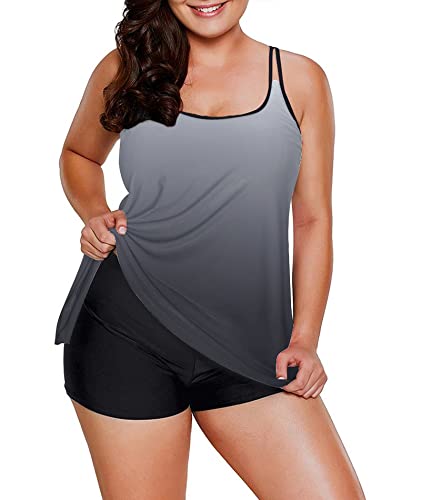 LALAGEN Womens Plus Size Tankini Swimsuit Two Piece Bathing Suits Swim Tank Top with Boy Short