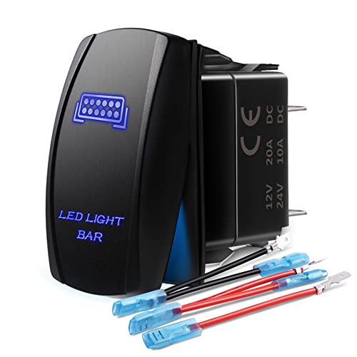 Blue 20A 12V 5pin MICTUNING MICLSB1 Laser LED Light Bar Rocker ONOff Switch