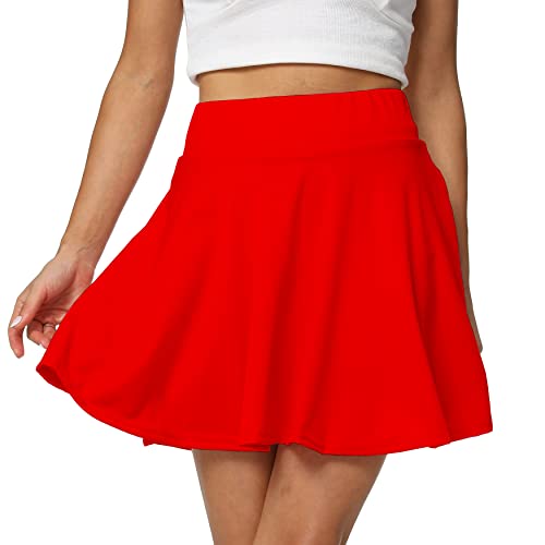 Sinono Basic Stretchy Solid Flared Casual Mini Pleated Skater Skirt