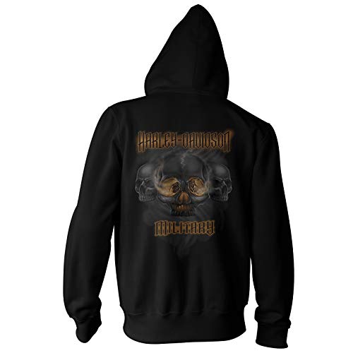 HarleyDavidson Military  Men39s Custom Zippered Hoodie with Unique Skull Eyes Back Graphics  Overseas Tour  Smoking Eyes