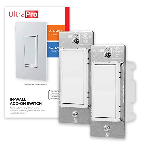 UltraPro AddOn Switch QuickFit and SimpleWire InWall White Rocker Paddle Only ZWave ZigBee Wireless Smart Lighting Controls NOT A STANDALONE Switch 39350