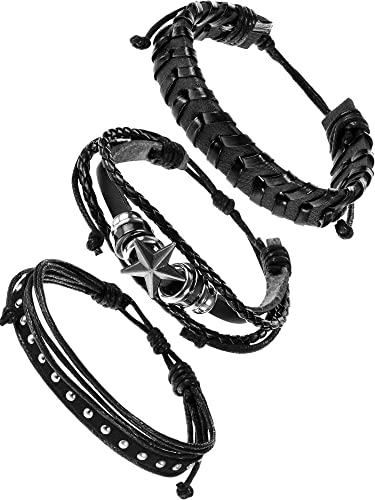 3 Pieces Leather Studded Punk Bracelet for Men Women 80s Studded Wristband Goth Punk Rock Bracelet Spike Rivet Cuff Bangle Unisex Metal for Halloween Party Favors Accessories