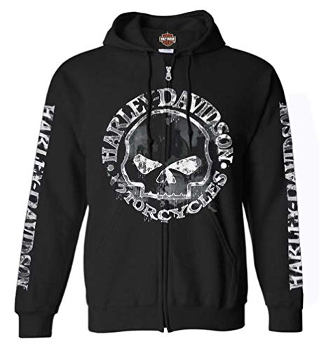 HarleyDavidson Men39s Zippered Sweatshirt Jacket Willie G Skull Black 30296647