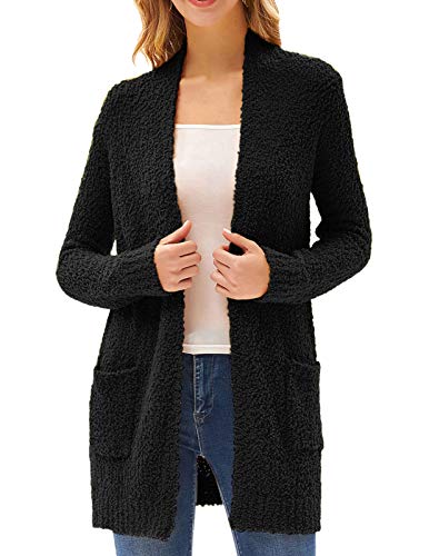 GRACE KARIN Woman39s Popcorn Cardigan Open Front Fuzzy Long Sleeve Knit Lightweight Sweater with Pockets