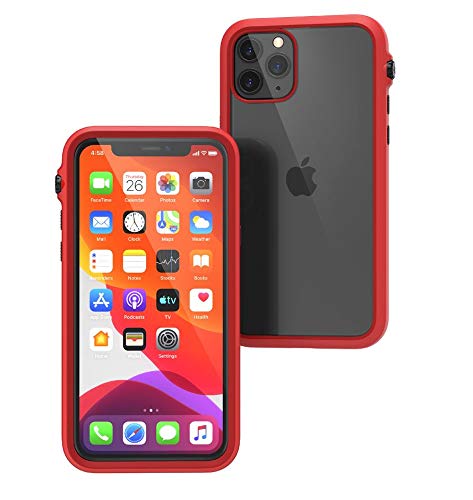 Catalyst  Case for iPhone 11 Case with Clear Back Heavy Duty 10ft Drop Proof Truss Cushioning System Rotating Mute Switch Toggle Compatible with Wireless Charging Lanyard  Red