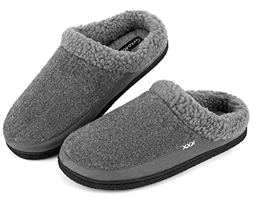 Greatonu Men39s Cozy Memory Foam Slippers Fuzzy WoolLike Plush Fleece Lined House Shoes Indoor Outdoor AntiSkid Rubber Sole