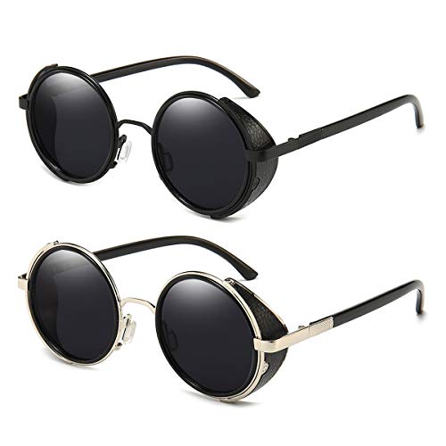 Dollger Steampunk Vintage Retro Round Sunglasses Metal Circle Frame