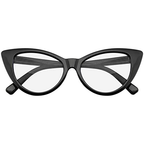 Super Cat Eye Glasses Vintage Cool Metal Clear Lens Eyewear with Symbol Icon