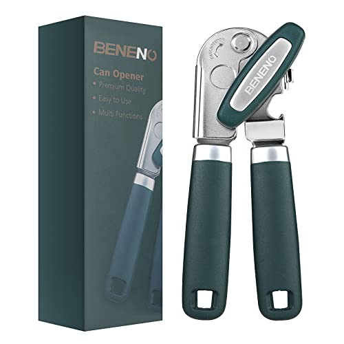 Can Opener Manual Can Opener with Magnet Hand Can Opener with Sharp Blade Smooth Edge Handheld Can Openers with Big EffortSaving Knob Can Opener with Multifunctional Bottles Opener