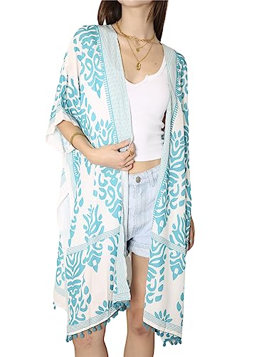 AnnaKaci Womens Casual Boho Beach Cover Up Print Kimono Cardigan