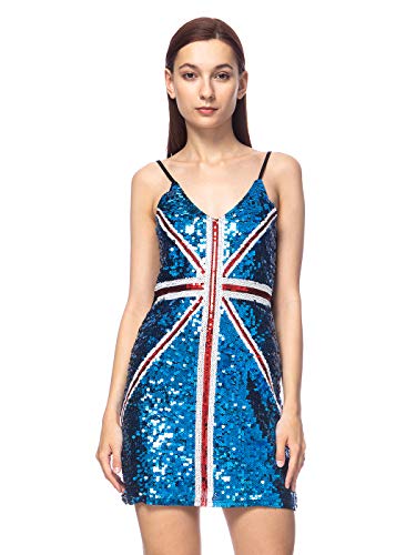 AnnaKaci Women39s UK Flag Union Jack British Ginger Power Costume Sequin Dress