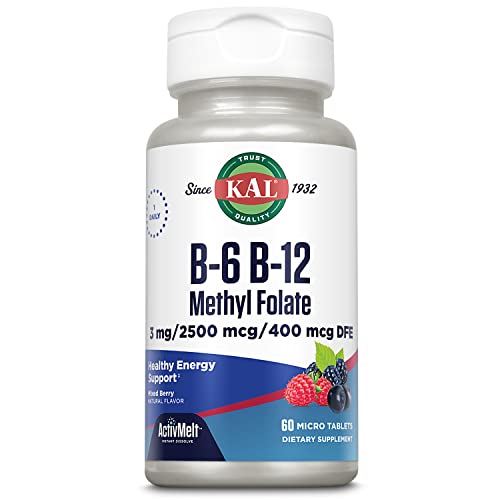 Active coenzymatic forms of B6 and B12 in 60 microtablets of ActivMelts natural mixedberry flavour