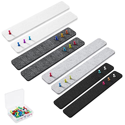 VANCORE Felt Bulletin Board Bar Strip 15x2 Set 8 Pieces with 40 Push Pins for Hanging NotesMemosPhotoKey SelfAdhesive Pin Board for ClassroomOffice and Home Decoration Green  Dark Grey