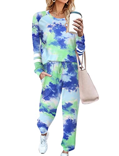 Ekouaer Sweatsuits Womens Loungewear Set Tracksuit Long Sleeve Pajamas Set with Pockets 2 Piece Outfits Lounge Sets