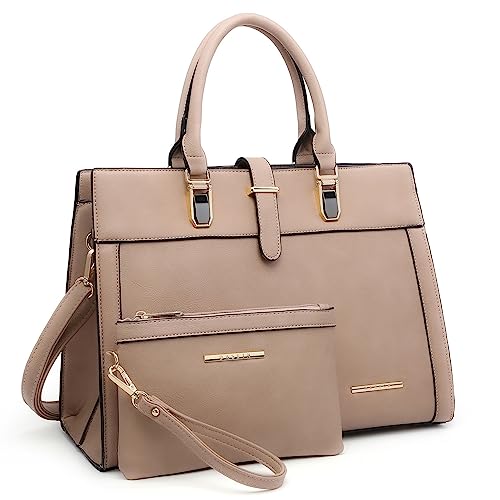 Women39s Handbag Flapover Belt Shoulder Bag Top Handle Tote Satchel Purse Work Bag wMatching Wristlet