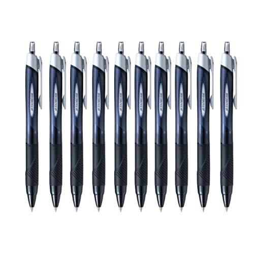 Ten UniBall New Jetstream Extra Fine  ultra micro Point Retractable Roller Ball Pens with Rubber Grip 038 mm Ball Diameter and ValuePriced Black Ink