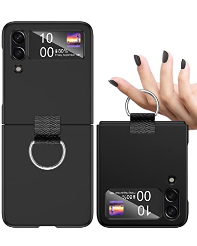 AICase for Samsung Galaxy Z Flip 4 Case with Ring Protective Slim Thin Women Girl Cute Phone Case for Samsung Galaxy Z Flip 4 5G Purple