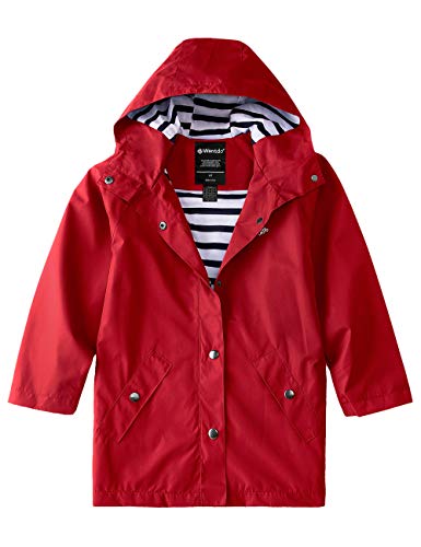 Wantdo Boys and Girls Lightweight Long Rain Jacket Waterproof Hooded Raincoat