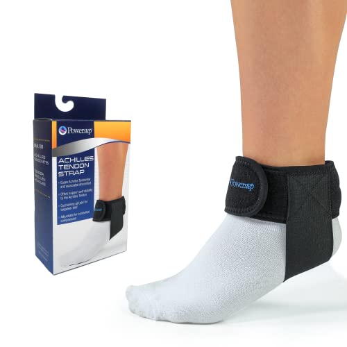 Powerstep Achilles Tendon Strap  Adjustable Compression Brace with Builtin Gel Pad  Foot and Ankle Support for Achilles Tendonitis  Perfect for LongTerm Wear During Activity or Rest