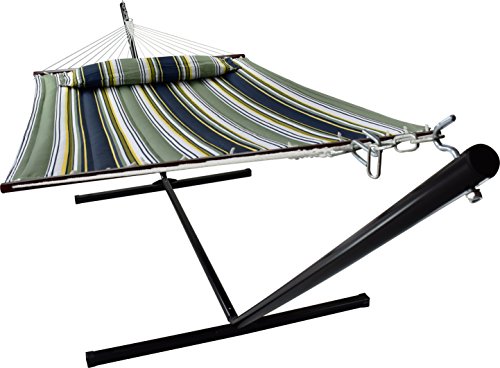 GreenBlue Sorbus Hammock with Stand Spreader Bars and Removable Pillow 450 lb Weight Capacity Seats 2 IndoorOutdoor Use Patio Deck Yard