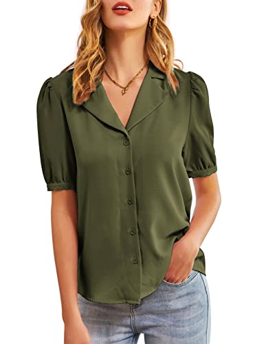 GRACE KARIN Women39s Button Down Shirts Casual Short Sleeve Business Work Blouse Tops V Neck