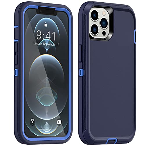 Defense iPhone 12 Case iPhone 12 Pro with Two Screen Protector Tempered Glass 3 Layer Rugged Heavy Duty Cases for iPhone 12 iPhone Pro 61 inch Admiral BlueRoyal Blue