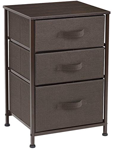 Sorbus Nightstand with 3 Drawers  Bedside Furniture  Accent End Table Chest for Home Bedroom Accessories Office College Dorm Steel Frame Wood Top Easy Pull Fabric Bins BlackCharcoal