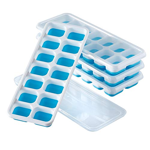 PrimeMed Silicone Ice Cube Molds  EasytoRemove Flexible Trays with Removable Lid Blue 1 Tray