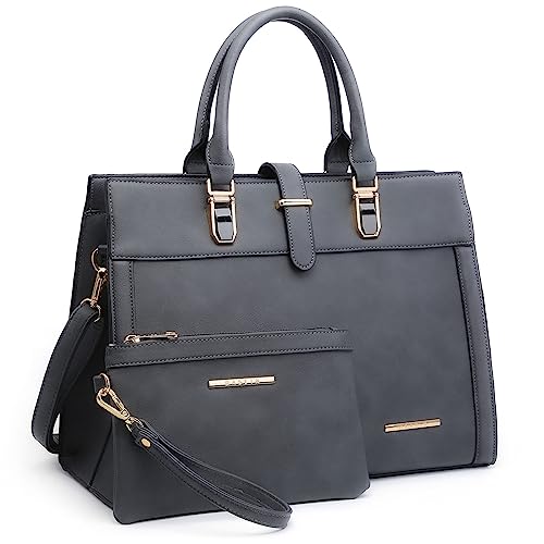 Women39s Handbag Flapover Belt Shoulder Bag Top Handle Tote Satchel Purse Work Bag wMatching Wristlet