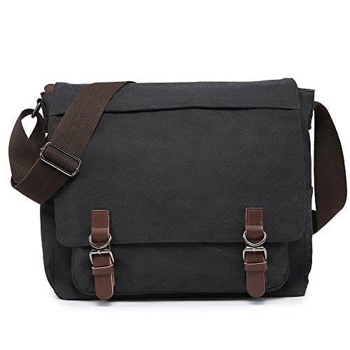 Large Vintage Canvas Messenger Shoulder Bag Crossbody Bookbag Business Bag for 15inch Laptop