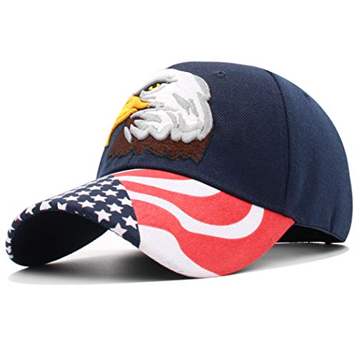 AnnaKaci USA American Flag Patriotic Eagle Hawk Embossed 3D Adjustable Velcro Baseball Caps Hats