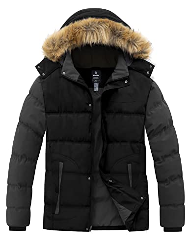 Wantdo Men39s Winter Puffer Jacket Thicken Winter Coat Warm Padded Jacket with Hood