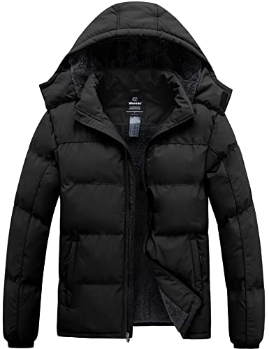 Wantdo Men39s Warm Puffer Jacket Thicken Padded Winter Coat with Detachable Hood