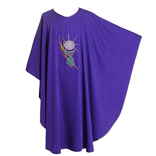 Priests Chasuble Wheat Chalice and Purple Embroidered Vestments from BLESSUME