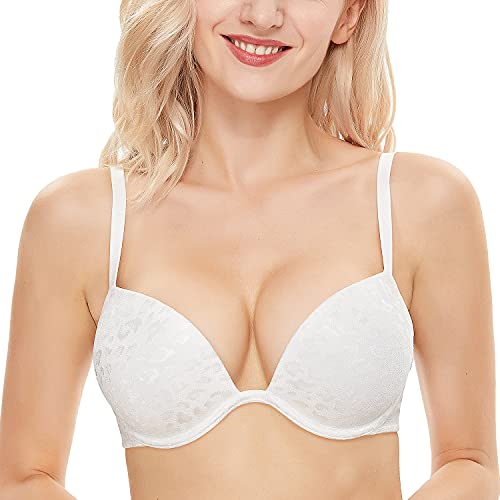 Wingslove Women39s Push Up Bra Deep V Plunge Underwire TShirt Bra Multiway 2 Cups Up