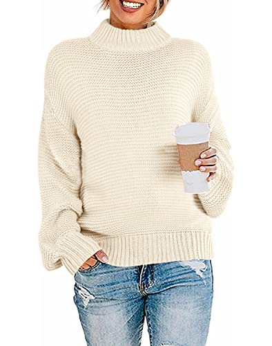 Imily Bela Womens Chunky Mock Neck Pullover Sweaters Fall Long Sleeve Casual Knit Sweater