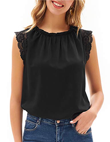 GRACE KARIN Women39s Work Chiffon Blouses Casual Tank Tops Short Sleeve Caual Shirts Lace Loose Fit