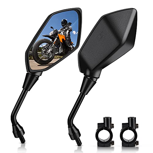 Convex motorcycle rearview mirror from MICTUNING fits cruisers Suzukis Hondas Victorys and more includes 10mm bolt and handlebar clamp