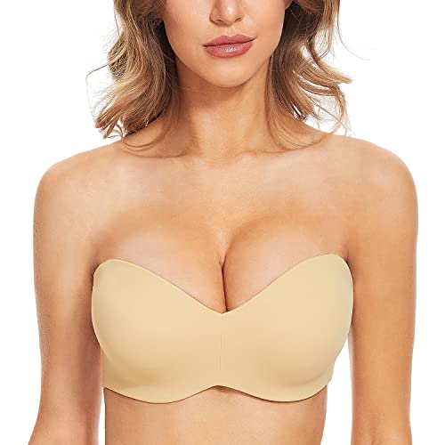 Wingslove Women39s Strapless Bra Seamless Bandeau Non Padded Minimizer Underwire Bra Multiway Strapless Bra for Large Bust