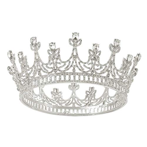 SWEETV Gold Queen Crown for Women Wedding Crown Brithday Crown Cake Topper Costume Party Halloween Accessories