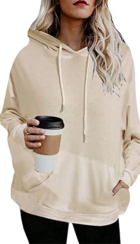 Women39s Casual Fall Hoodies Long Sleeve Lightweight Pullover Tops Loose Sweatshirt For Woman with Pocket